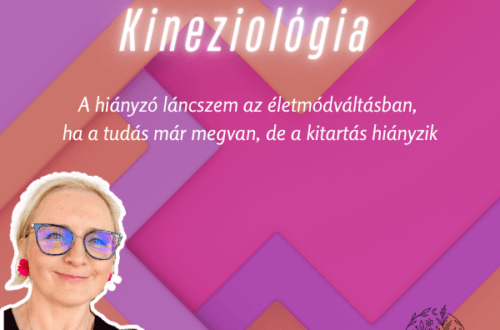 Kineziológia, a hiányzó láncszem az életmódváltásban cikkhez egy szerkesztett kép rólam, magenta, narancs, lila háttérrel, és flóra és fű logóval